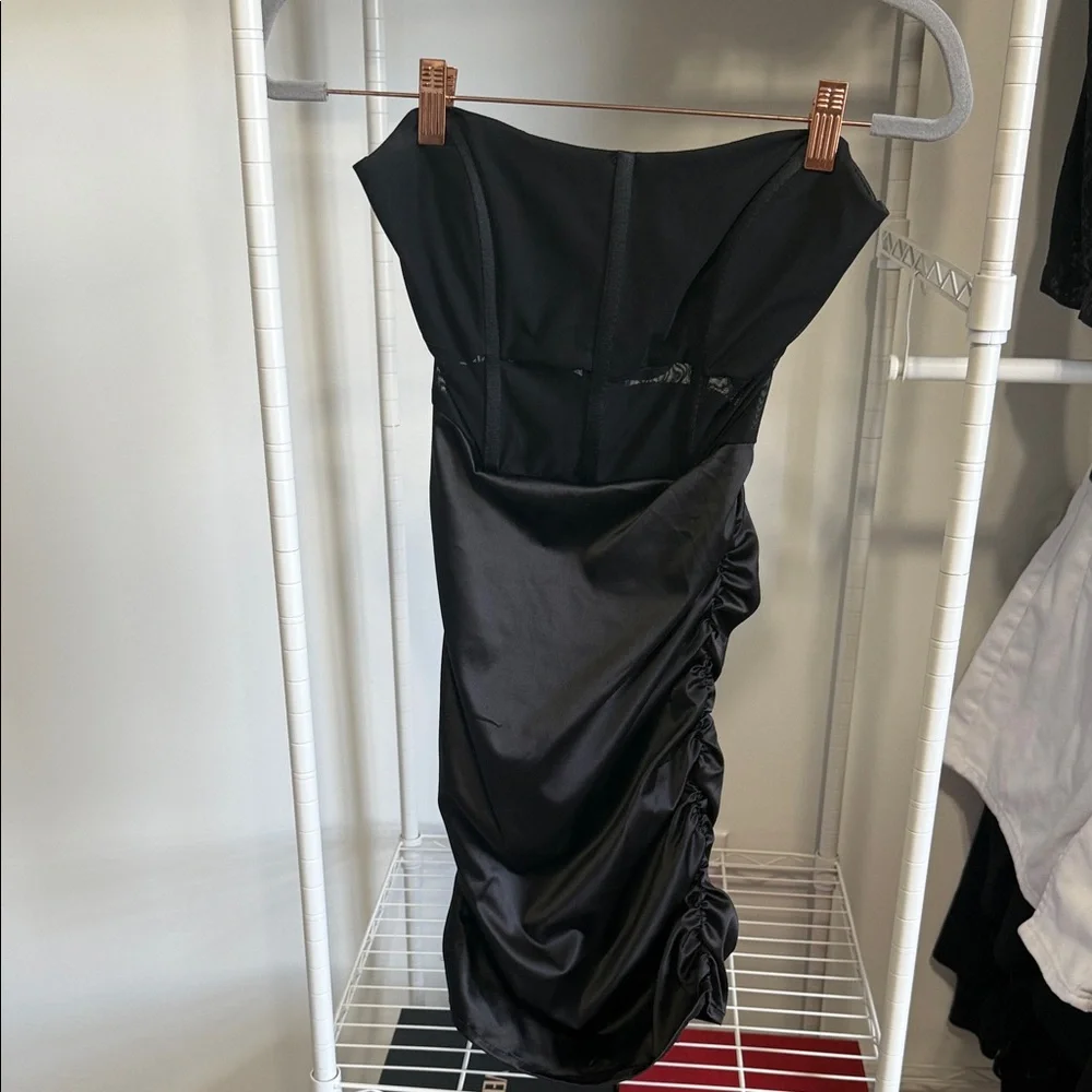 Black Strapless Mini Dress - Picture 2 of 6